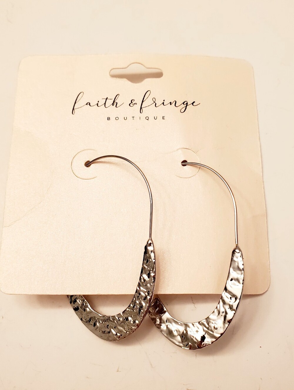 Silver Hammered Drop Earrings By Feather & Fringe Boutique, New